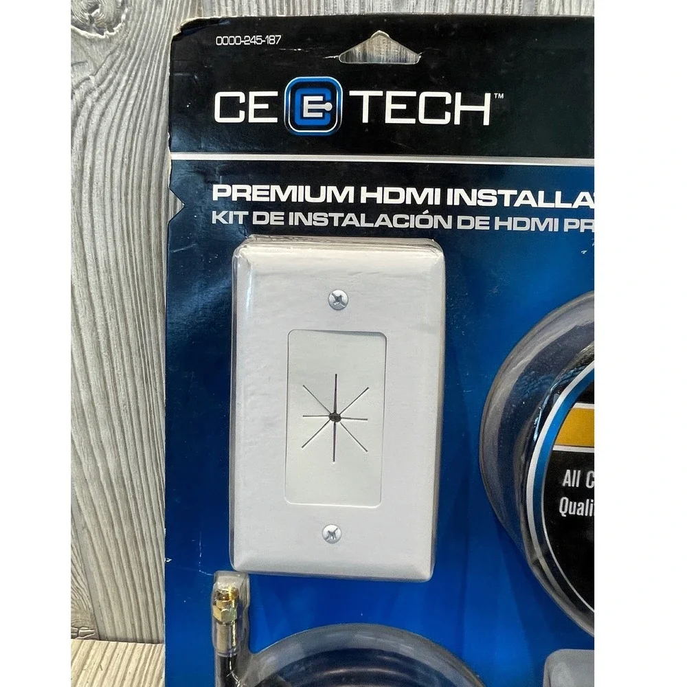 CE TECH Premium HDMI Installation Kit 15ft Cable RG-6 Coaxial Wall Plates NEW